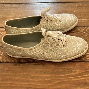 Keds x Kate Spade Silver Glitter Sneakers-Size 10